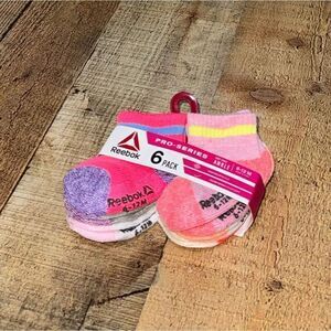Reebok Baby and Toddler Girls' Quarter Socks, 6-Pack, 6-12M nwt